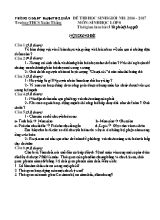 Đề thi học sinh giỏi Sinh học lớp 8 (Có đáp án) - Năm học 2016-2017 - Trường THCS Xuân Thắng